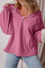 Valerian Fleece Lined Half Zipper Kangaroo Pockets Loose Hoodie Sweatshirts & Hoodies JT's Designer Fashion