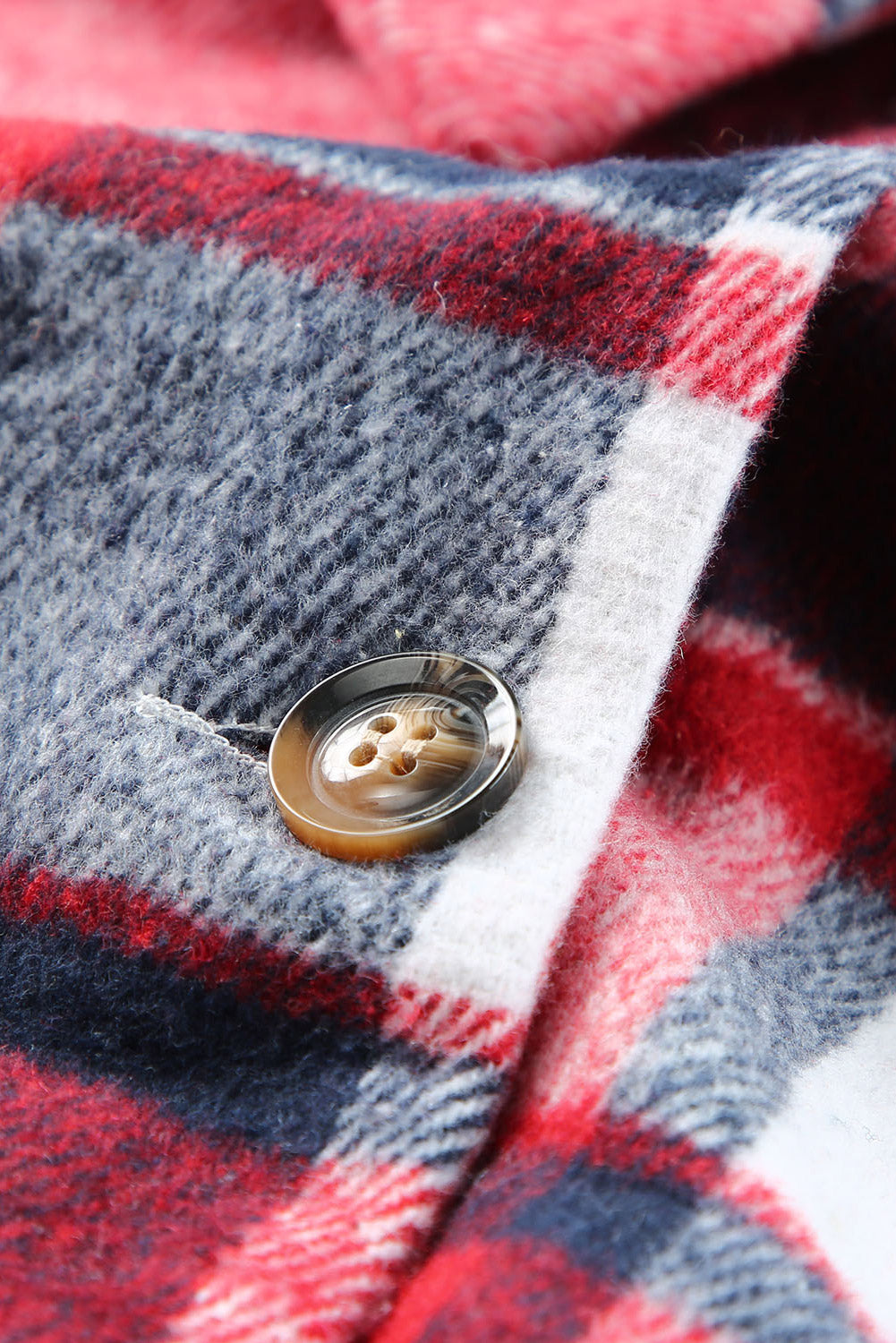 Fiery Red Hooded Plaid Button Front Shacket Plaid Shackets JT's Designer Fashion