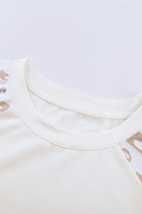Beige Leopard Print Bubble Sleeve Top Long Sleeve Tops JT's Designer Fashion