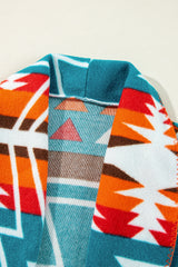 Sky Blue Aztec Printed Lapel Bell Sleeve Jacket Jackets JT's Designer Fashion