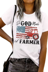 White So GOD Made A FARMER Flag Graphic Tee Graphic Tees JT's Designer Fashion