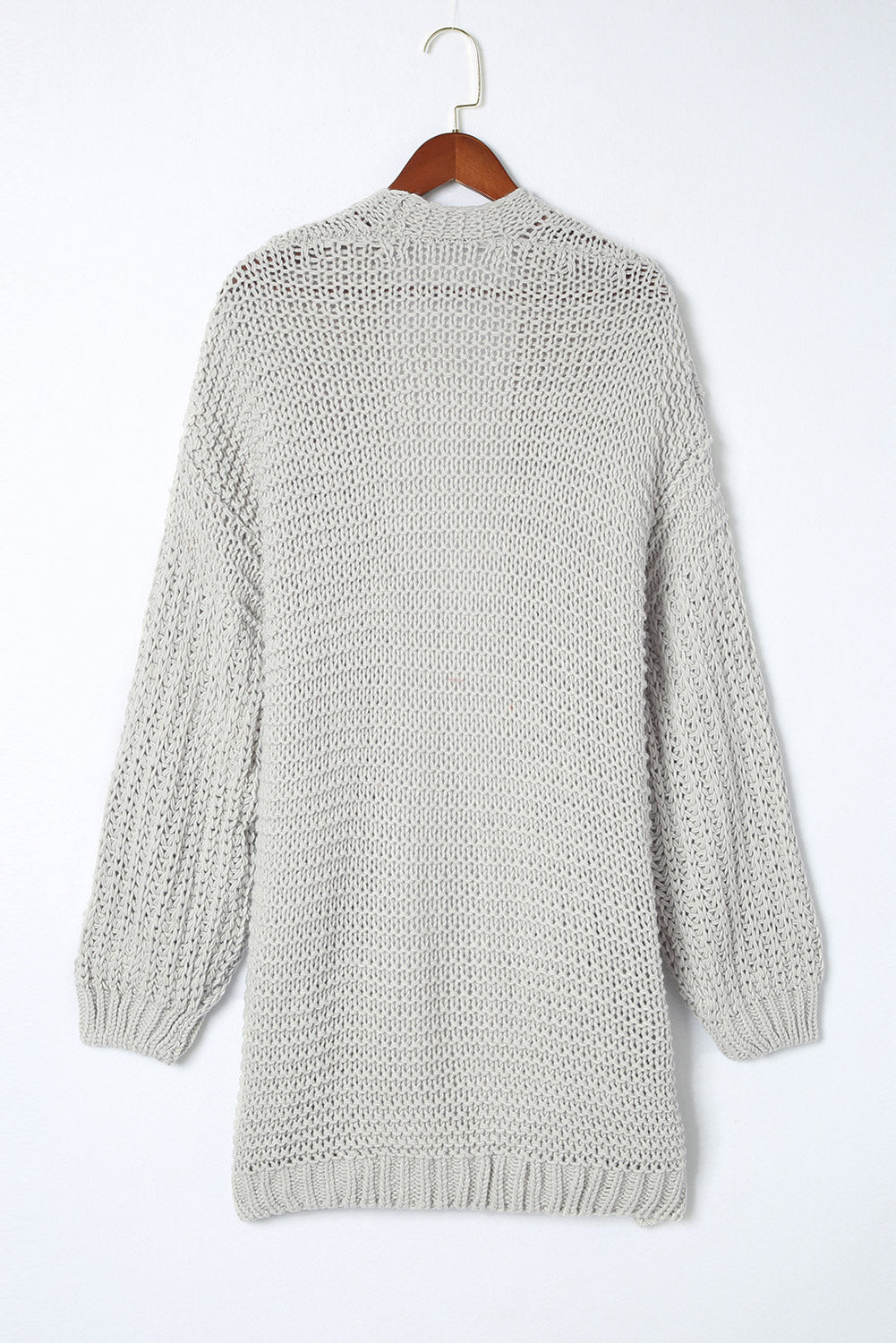 Gray Chunky Oversize Knit Drop Shoulder Puff Sleeve Cardigan Cardigans JT's Designer Fashion