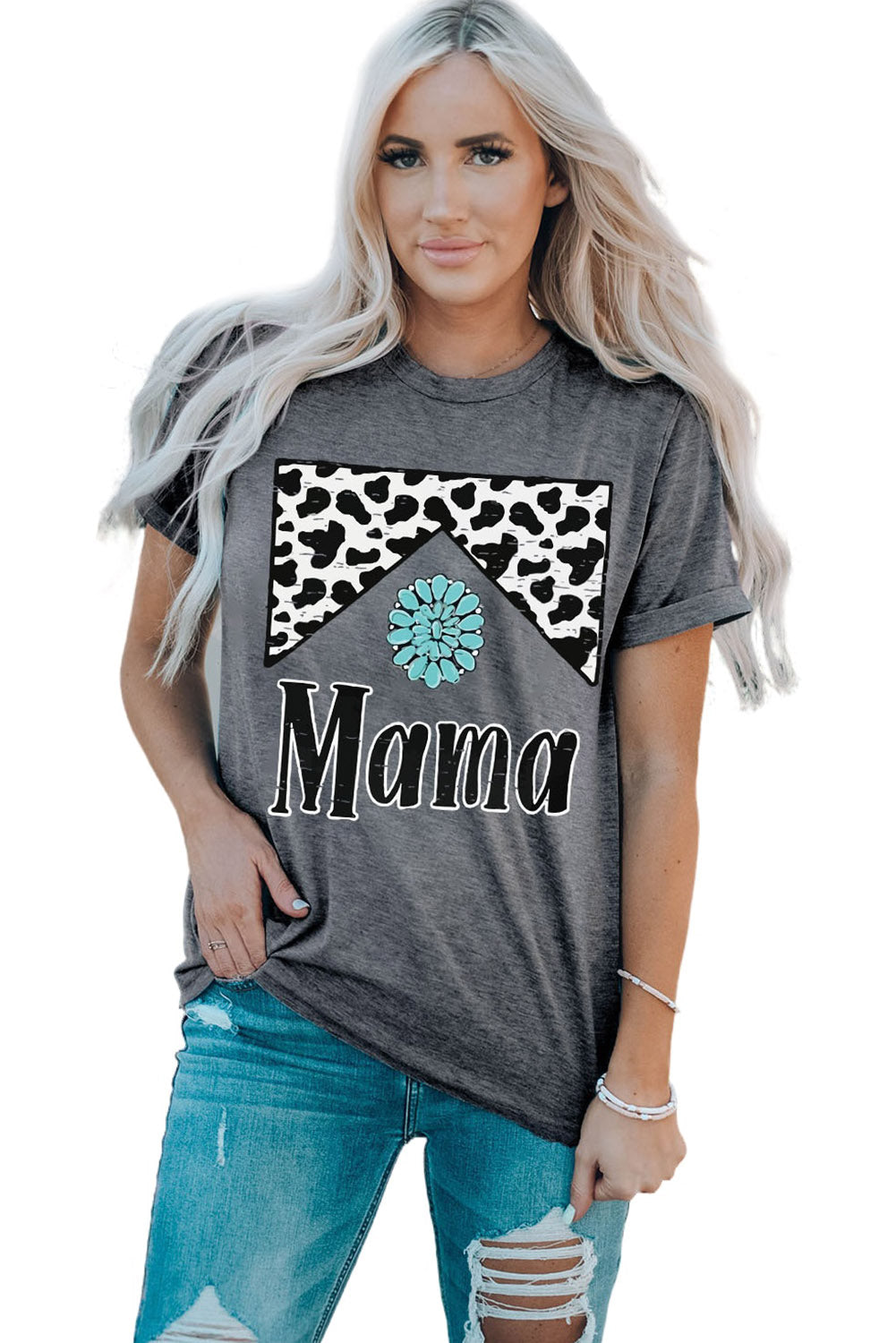 Gray Mama Cowhide Graphic Tee Graphic Tees JT's Designer Fashion