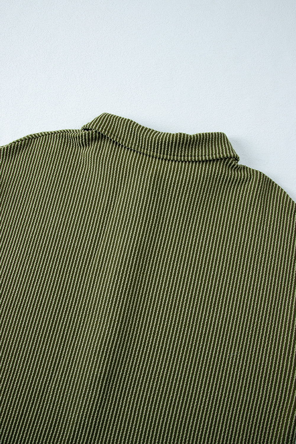 Moss Green Corded Buttons Placket Drop Shoulder Collared Shift Dress Mini Dresses JT's Designer Fashion