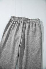 Light Grey Solid Color Fleece Lined Drawstring Waist Casual Pants Pants & Culotte JT's Designer Fashion