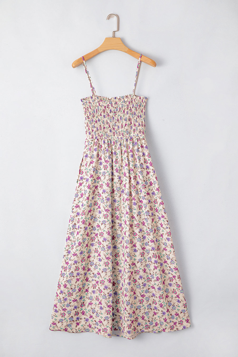 Multicolour Bohemian Ditsy Floral Smocked Fit Flare Sundress Floral Dresses JT's Designer Fashion