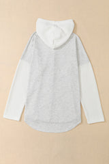 Gray Button Up Contrast Knitted Sleeves Hooded Jacket Jackets JT's Designer Fashion