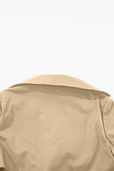 Pale Khaki Solid Color Lapel Collar Waist Tie Wind Coat Coats JT's Designer Fashion