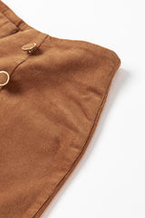 Chestnut Solid Color Double Breasted Straight Leg Pants Pants & Culotte JT's Designer Fashion