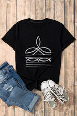 Black Western Pattern Print Slim Fit Crew Neck T Shirt Graphic Tees JT's Designer Fashion