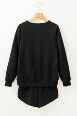 Black Striped Accent Pullover and Shorts Two Piece Casual Set Short Sets JT's Designer Fashion