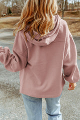 Pink Flap Pocket Drawstring Hood Zip Up Jacket Jackets JT's Designer Fashion