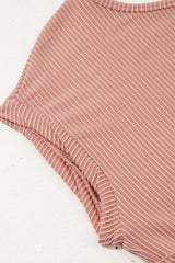 Dusty Pink Corded Knit Textured Patched Pocket Frilled Swing Mini Dress with Pockets Mini Dresses JT's Designer Fashion
