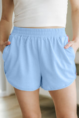 Beau Blue Color Block Stripes Elastic High Waist Active Shorts Casual Shorts JT's Designer Fashion