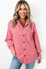 Bonbon Corduroy Flap Detail Button Up Split Shacket Jackets JT's Designer Fashion