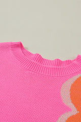 Flower Pattern Slouchy Sweater Sweaters JT's Designer Fashion