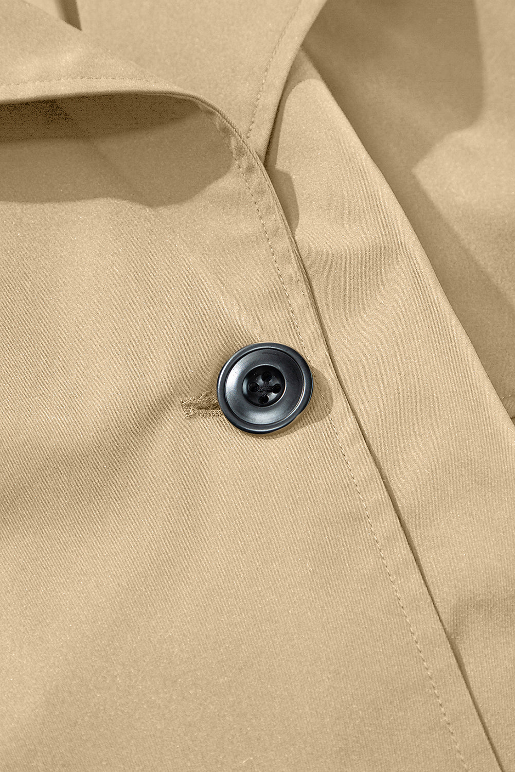 Pale Khaki Solid Color Lapel Collar Waist Tie Wind Coat Coats JT's Designer Fashion