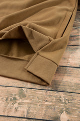 Camel Solid Fleece Lined Drop Shoulder High Low Sweatshirt Sweatshirts & Hoodies JT's Designer Fashion