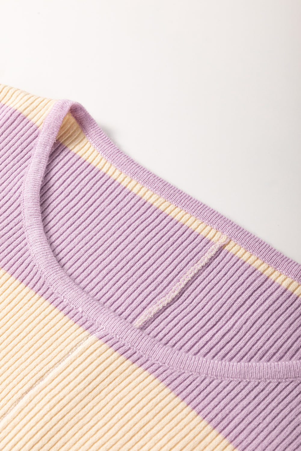 Purple Stripe Borderline Rib Knit Cuffed Dolman Sleeve Sweater Sweaters JT's Designer Fashion