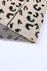 Khaki Leopard High Neck Side Slit Oversized Sweater Sweaters & Cardigans JT's Designer Fashion