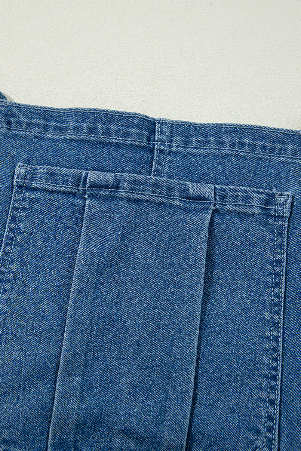 Dusk Blue Adjustable Tie Straps Cropped Wide Leg Denim Overalls Jumpsuits & Rompers JT's Designer Fashion
