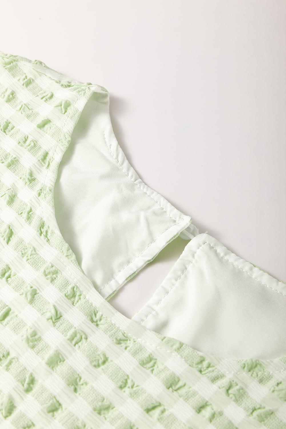 Green Stripe Textured Tiered Short Sleeve Loose Mini Dress Mini Dresses JT's Designer Fashion