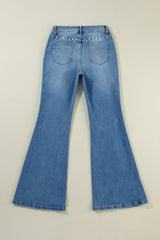 Dusk Blue Pearl Boot Cut Denim Jeans Jeans JT's Designer Fashion