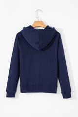 Navy Blue Solid Color Fleece Lined Zip up Hoodie Sweatshirts & Hoodies JT's Designer Fashion