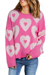 Bonbon Pearl Beaded Heart Drop Shoulder Sweater Sweaters JT's Designer Fashion