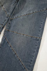 Sail Blue Exposed Stitching Loose Straight High Waist Jeans Jeans JT's Designer Fashion