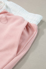 Light Pink Contrast Trim Ruffled Top and Drawstring Shorts Set Short Sets JT's Designer Fashion