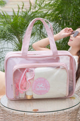 Pink Waterproof Multi Pockets Transparent Travel Makeup Bag Makeup Bags JT's Designer Fashion