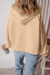 Parchment Fleece Lined Half Zipper Kangaroo Pockets Loose Hoodie Sweatshirts & Hoodies JT's Designer Fashion