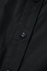 Black Shirt Style Button Down Puff Sleeve Ruffle Hem Dress Mini Dresses JT's Designer Fashion