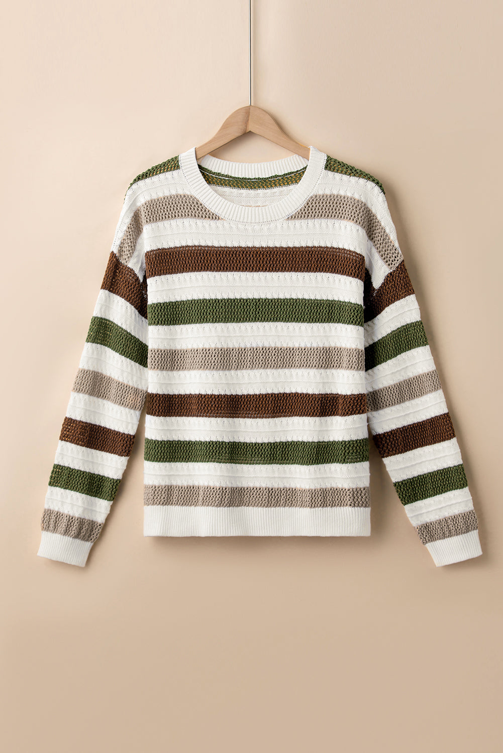 Stripe Crochet Hollow out Knit Sweater Sweaters & Cardigans JT's Designer Fashion