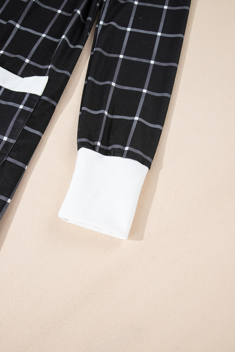 Black Plaid Colorblock Edge Open Cardigan with Pocket Cardigans JT's Designer Fashion