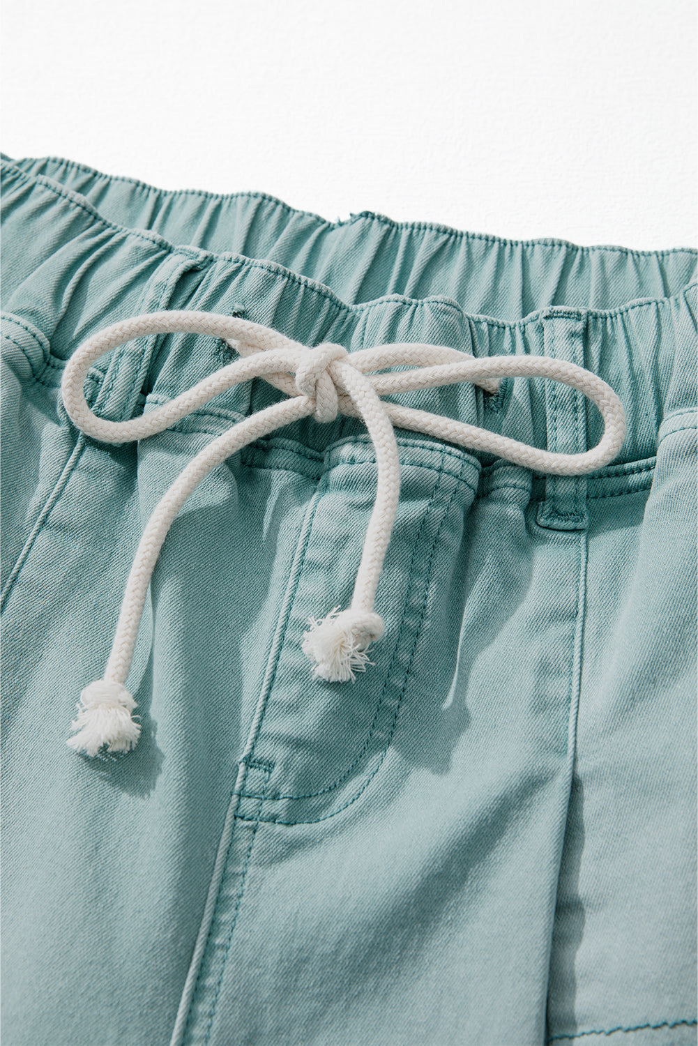 Smoke Green Mineral Wash Drawstring High Waist Wide Leg Jeans Jeans JT's Designer Fashion