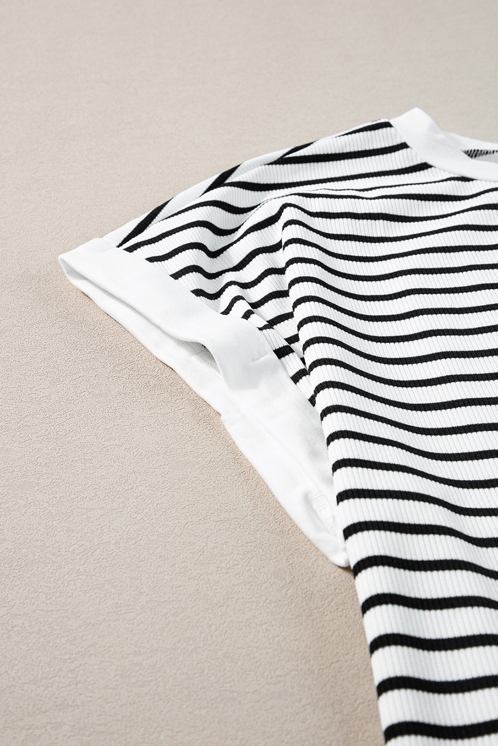 White Stripe Contrast Edge Tee and Shorts Set Short Sets JT's Designer Fashion