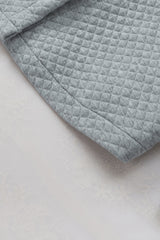 Gray Retro Quilted Flap Pocket Button Shacket Jackets JT's Designer Fashion