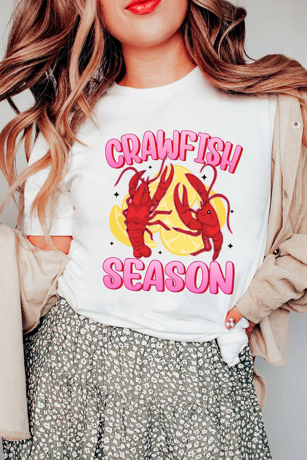 White CRAWFISH SEASON Lemon Spice Graphic Tee Graphic Tees JT's Designer Fashion