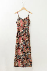 Black Floral Print Belted Sleeveless Wide Leg Jumpsuit Jumpsuits & Rompers JT's Designer Fashion