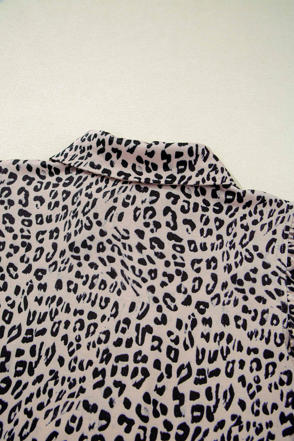Brown Leopard Half Zipper Collared Ruffled Sleeve Top and Short Set Short Sets JT's Designer Fashion