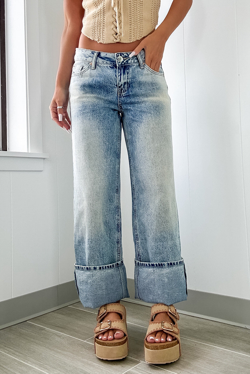 Myosotis High Rise Button Zip Fly Medium Wash Jeans Jeans JT's Designer Fashion