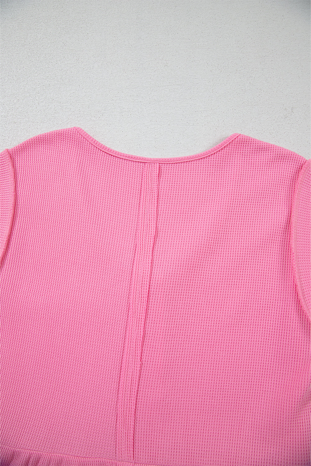 Bright Pink Waffle Textured Button Round Neck A-line Tiered Sleeveless Dress Mini Dresses JT's Designer Fashion