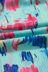 Sky Blue Abstract Print Short Puff Sleeve Tiered Long Dress Maxi Dresses JT's Designer Fashion