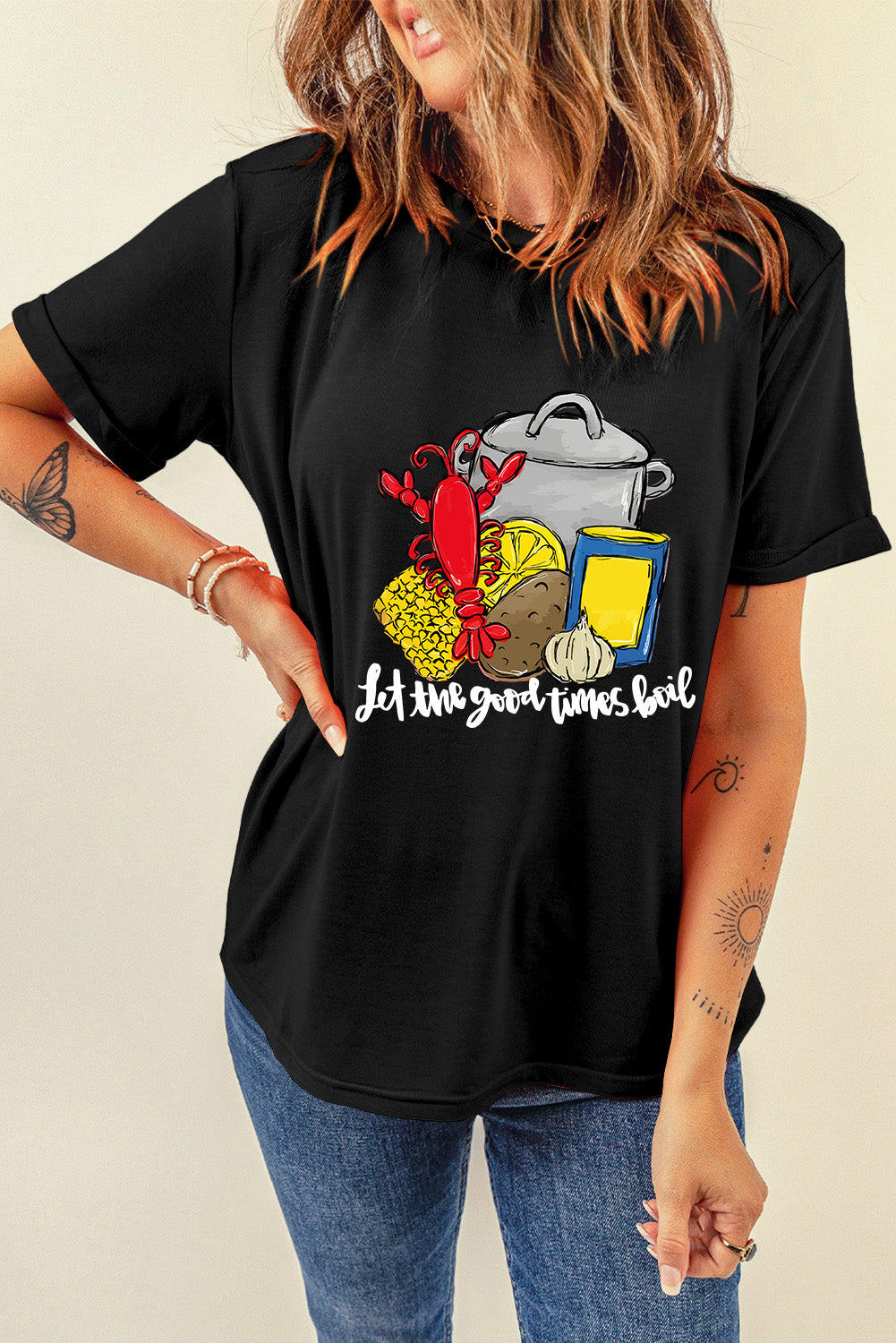 Black let the good time boil Fashion Graphic Tee Graphic Tees JT's Designer Fashion