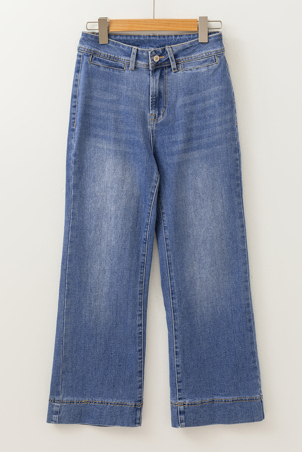 Ashleigh Blue Mineral Wash High Waist Bell Bottom Crop Jeans Jeans JT's Designer Fashion