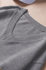 Gray Colorblock V Neck Sweater Sweaters & Cardigans JT's Designer Fashion