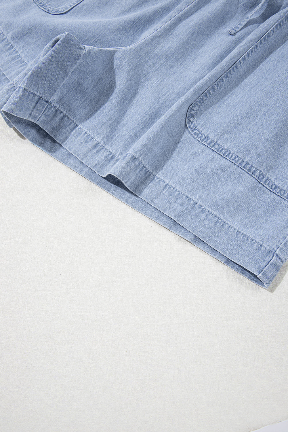 Beau Blue Pocketed Drawstring High Waist Plus Size Denim Shorts Plus Size Bottoms JT's Designer Fashion