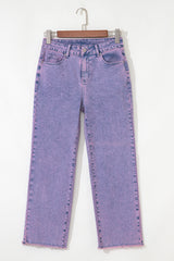 Orchid Petal Vintage Wash Frayed Hem Ankle-length Jeans Jeans JT's Designer Fashion